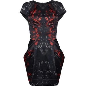 AllSaints Spitafields Black Red Grey Opium Dress